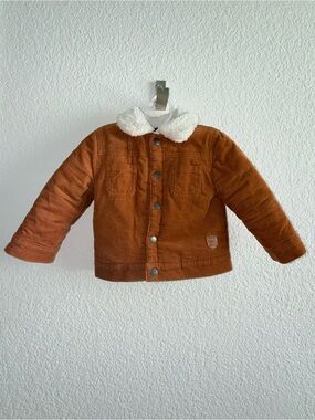Little Me Rust Brown Corduroy Jacket with White Sherpa Collar, Baby Size 18M